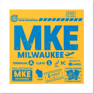 Vintage Milwaukee MKE Airport Code Travel Day Retro Travel Tag Wisconsin Posters and Art